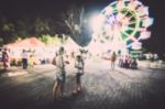 Festival Event With Blurred People Background Stock Photo