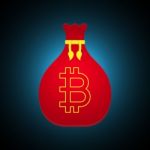 Cryptocurrency Bitcoin Red Bag Stock Photo