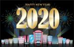 Happy New Year 2020 Building Set Night City Design Stock Photo