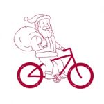Santa Claus Riding Bicycle Side Cartoon Stock Photo