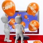 Celebrate Balloons Mean Parties And Celebrations Online Stock Photo
