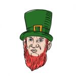 Irish Leprechaun Wearing Top Hat Drawing Stock Photo