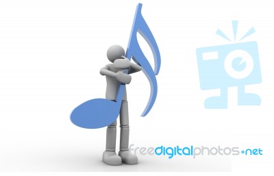 3d Man Hugging Music Musical Note (loving Music) Stock Image