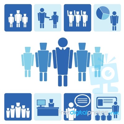 Business People At Work Icons Set Stock Image