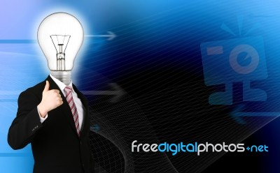 Businessman With Lamp Head Stock Image
