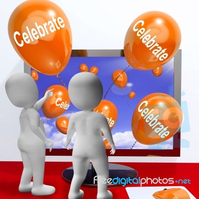 Celebrate Balloons Mean Parties And Celebrations Online Stock Image