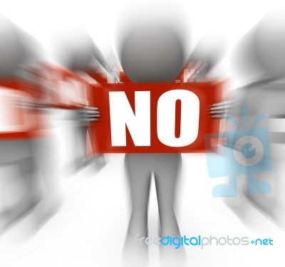 Characters Holding No Signs Displays Forbidden Or Closed Stock Image