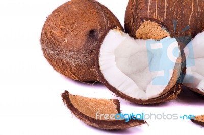 Coconuts On White Stock Photo
