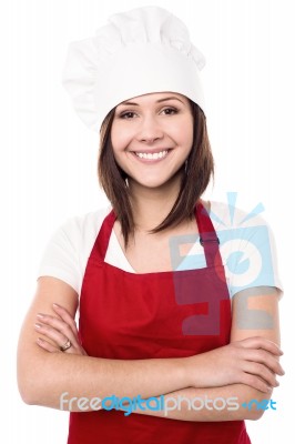 Cute And Confident Female Chef Stock Photo - Royalty Free Image Id 