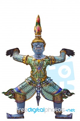 Demon Which Support Golden Chedi Stock Photo