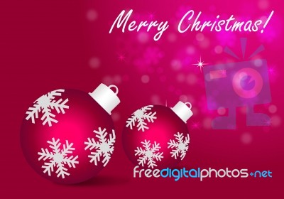 Happy Christmas With Bauble Stock Photo