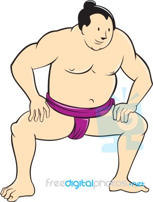 Japanese Sumo Wrestler Squatting Cartoon Stock Image Royalty Free Image Id