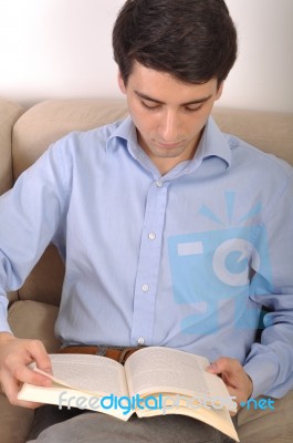Man Reading A Book Stock Photo
