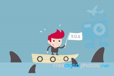 Man Sending Sos Code Signal Stock Image - Royalty Free Image ID 100148196