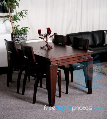 Modern Dining Table In An Stylish House Stock Photo