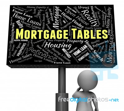 Mortgage Tables Represents Home Loan And Board 3d Rendering Stock Image