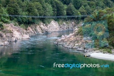 Nz Longest Swingbridge Over The Buller Gorge In New Zealand