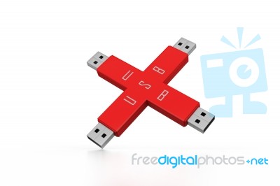 Portable Usb Drive Memory Connected Stock Image