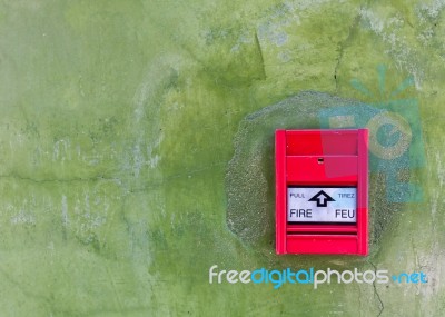 Red Fire Alarm Stock Photo