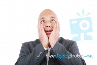 Shocked Man Looking Up Stock Photo