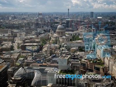 Skyline View Of London Towards St Paul's Cathedral Stock Photo