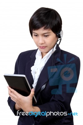 Woman With Headphones Stock Photo