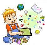 Boy And Tablet Stock Photo