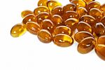 Brown Fish Oil Gel Capsule Pills Closeup Stock Photo