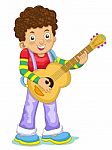 Cartoon Boy Playing Guitar Stock Photo