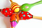Colorful Wooden Toy Maracas Stock Photo
