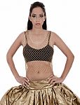 Cute Young Female Posing In Belly Dancer Costume Stock Photo
