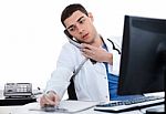 Doctor Busy During Duty Time Stock Photo