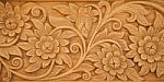 Flower Carved On Wood Stock Photo