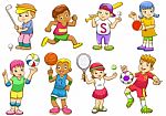 Illustration Of Children Playing Different Sports Stock Photo