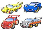 Illustration Of Cute Cartoon Racing Car Characters Stock Photo