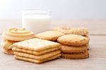 Milk With Cookies Stock Photo