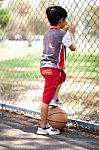 Rear View Of Young Basketball Player Stock Photo
