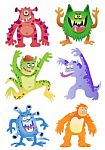Set Of Funny Cartoon Monsters Stock Photo