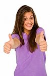Teenage Girl With Thumbs Up Stock Photo