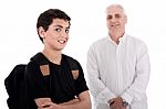 Teenager With Grandfather Stock Photo