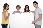 Teenagers Holding Blank Board Stock Photo
