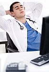 Tired Doctor Stock Photo