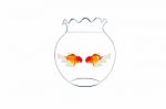 Two Gold Fishes In Fishbowl Stock Photo