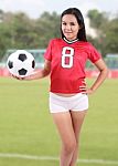 Woman And Soccer Stock Photo