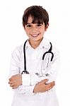 Young Kid Dressed As Doctor Stock Photo