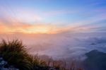 Sunrise On Phu Chi Fa Forest Park, Thailand Stock Photo