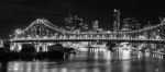 Story Bridge In Brisbane. Black And White Stock Photo