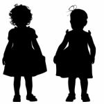 Silhouette Kids On White Background Stock Photo