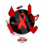 Aids Awareness Red Ribbon. World Aids Day Stock Photo