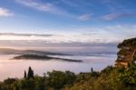 Sunrise Over Val D'orcia In Tuscany Stock Photo